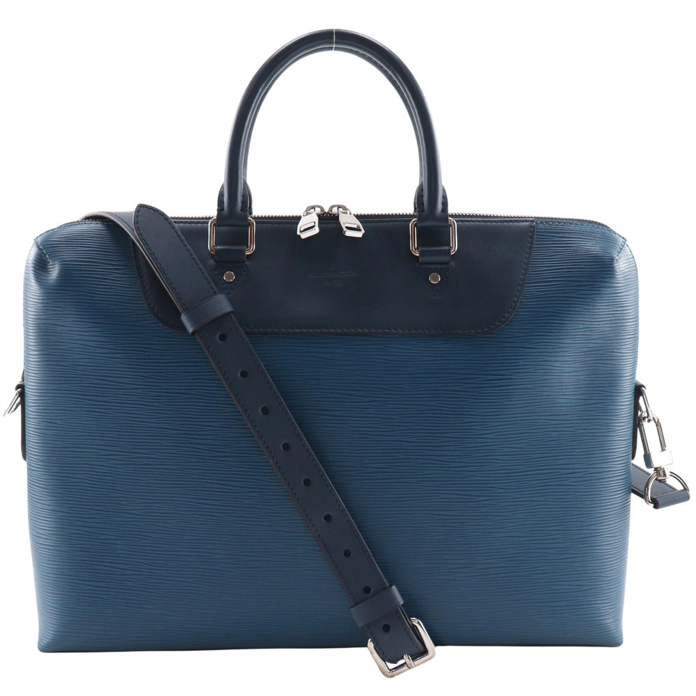 Louis Vuitton Porte Documan Jules Bag Epi Leather Crossbody Bag Azur White Blue